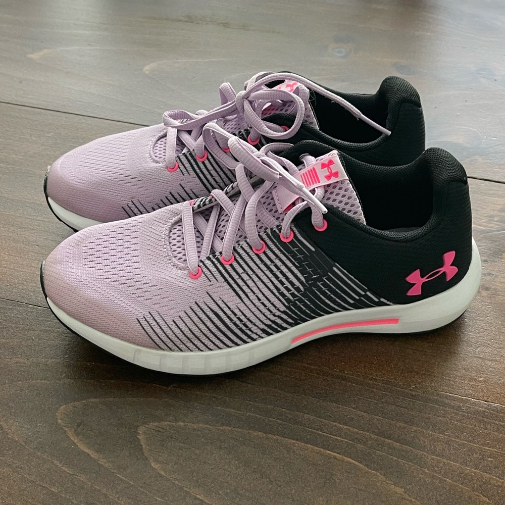 Under Armour Kids Lavender Pink and Black Sneakers